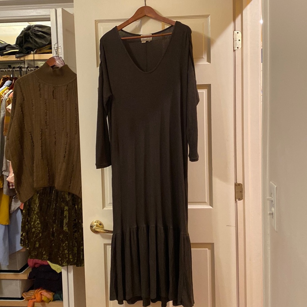 Anthropologie Knit Maxi Ruffle Dress